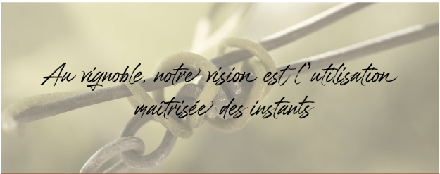 Au vignoble, notre vision est l’utilisation maîtrisée des instants